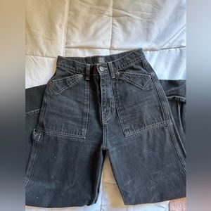 Dark Black BDG jeans. Straight baggy leg w/ cuffs at bottom. Size 27.